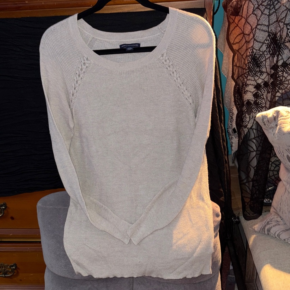 American Eagle Outfitters Cream Crew Neck Sweater